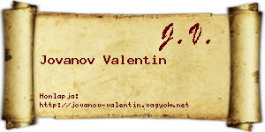 Jovanov Valentin névjegykártya